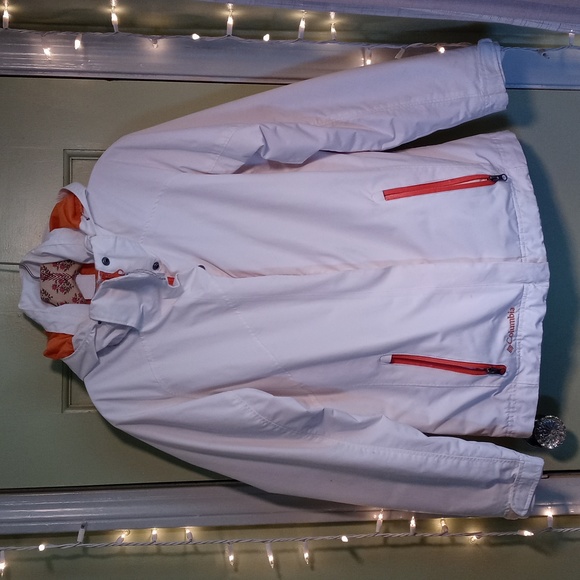 Women's Columbia Sportswear Interchange waterproof breathable white orange coat - Picture 3 of 14